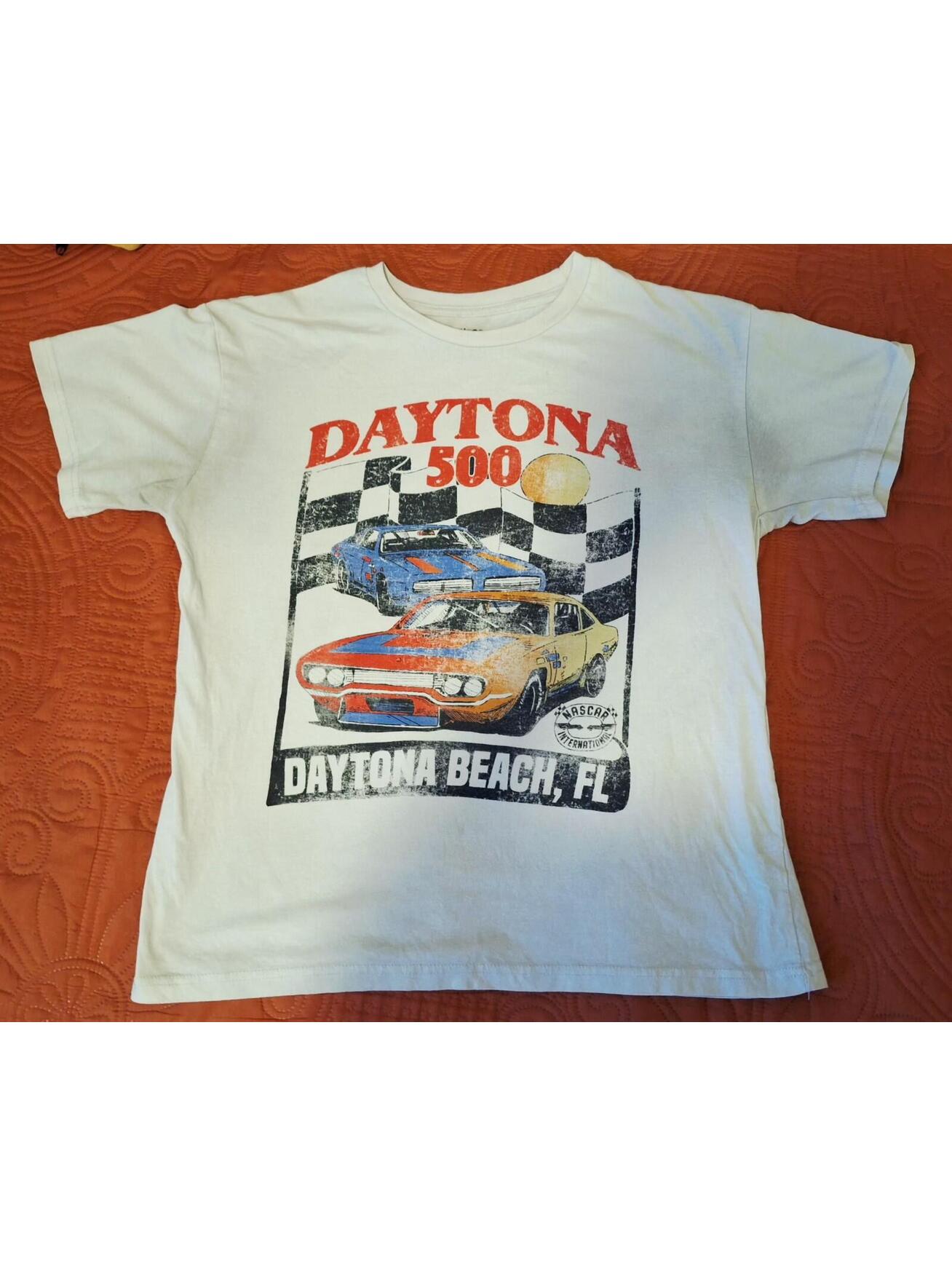 Nascar Daytona 500 TShirt Mens Xl White Racing Graphic Daytona Beach Fl Retro